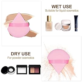 Flytianmy 16Pcs Triangle Powder Puffs, Face Makeup Puff for Body Loose Powder Beauty Makeup Tool Pink