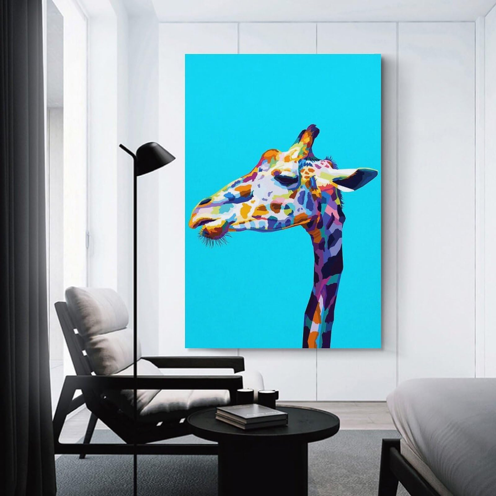 Junmoney Wall Decor Canvas Print Giraffe Pop Art, 12x18inch(30x45cm), for Study, Office Or Apartment Decor, Canvas Artwork with Gifting Potential