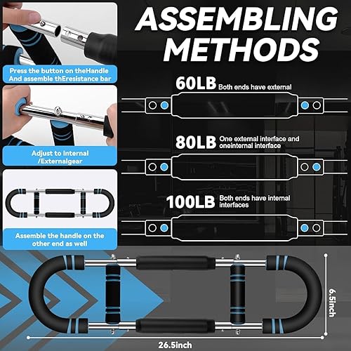 Miniatura 5 de Twister - Entrenador de brazos, barra de entrenamiento de resorte ajustable de 60 a 100 libras, entrenador de brazos para hombresmujeres, diseño