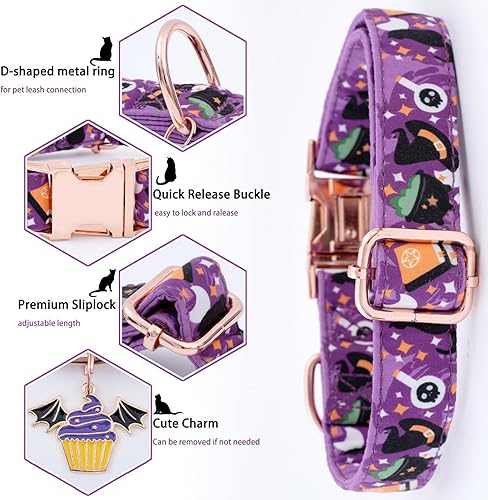 Miniatura 3 de Faygarsle Elegante collar de perro con pajarita para perros pequeños, medianos y grandes, para Halloween, otoño, lindo collar de perro de algodón