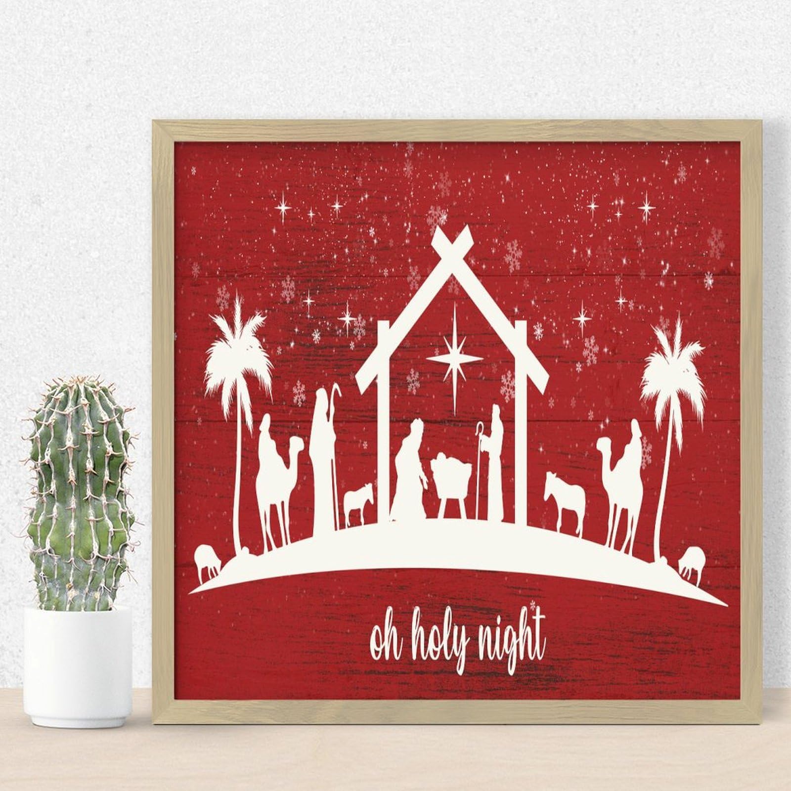 Décoration murale Jésus de haute qualité avec cadre en bois naturel