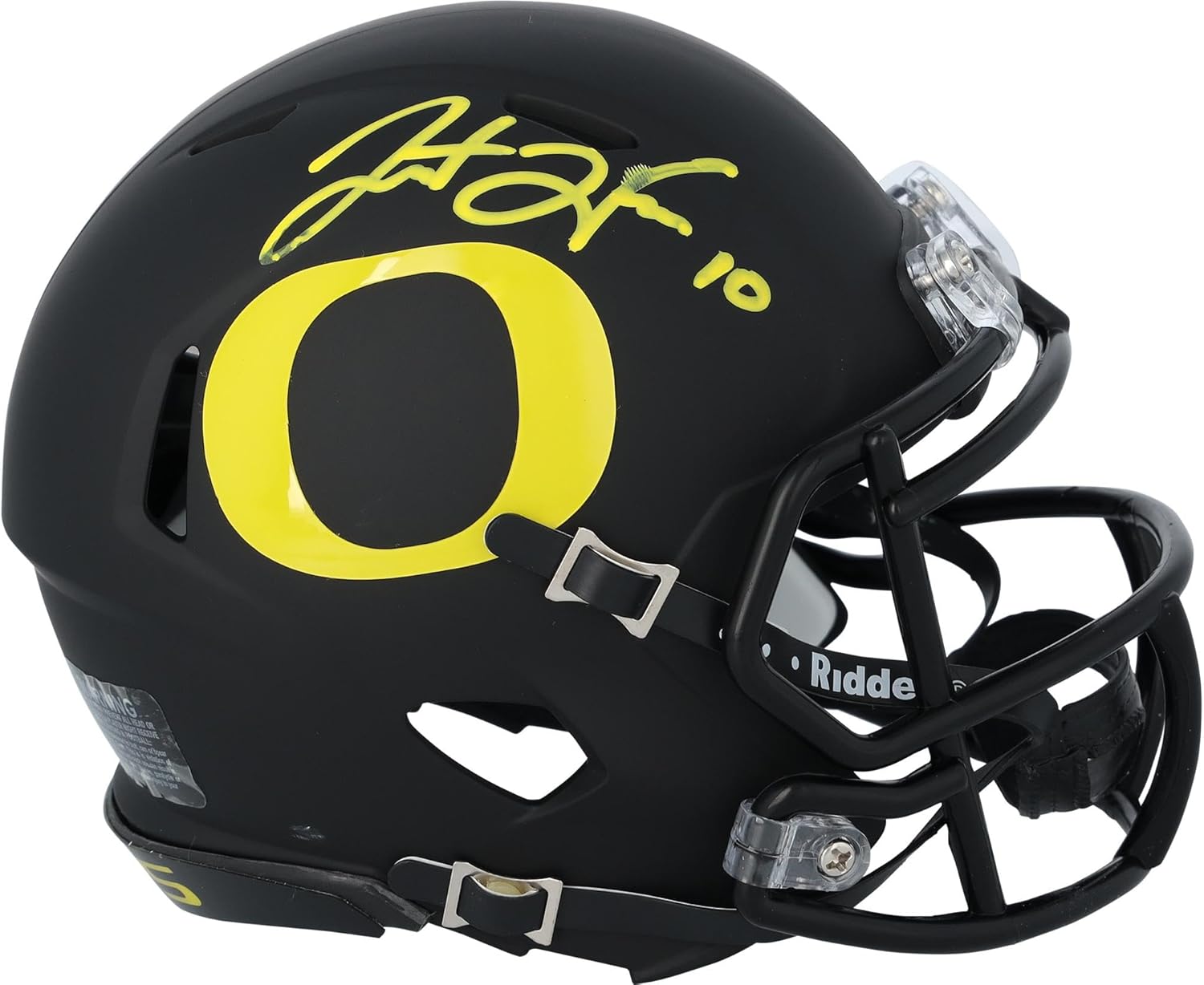 Justin Herbert Oregon Ducks Autographed Riddell Matte Speed Mini Helmet - Autographed College Mini Helmets
