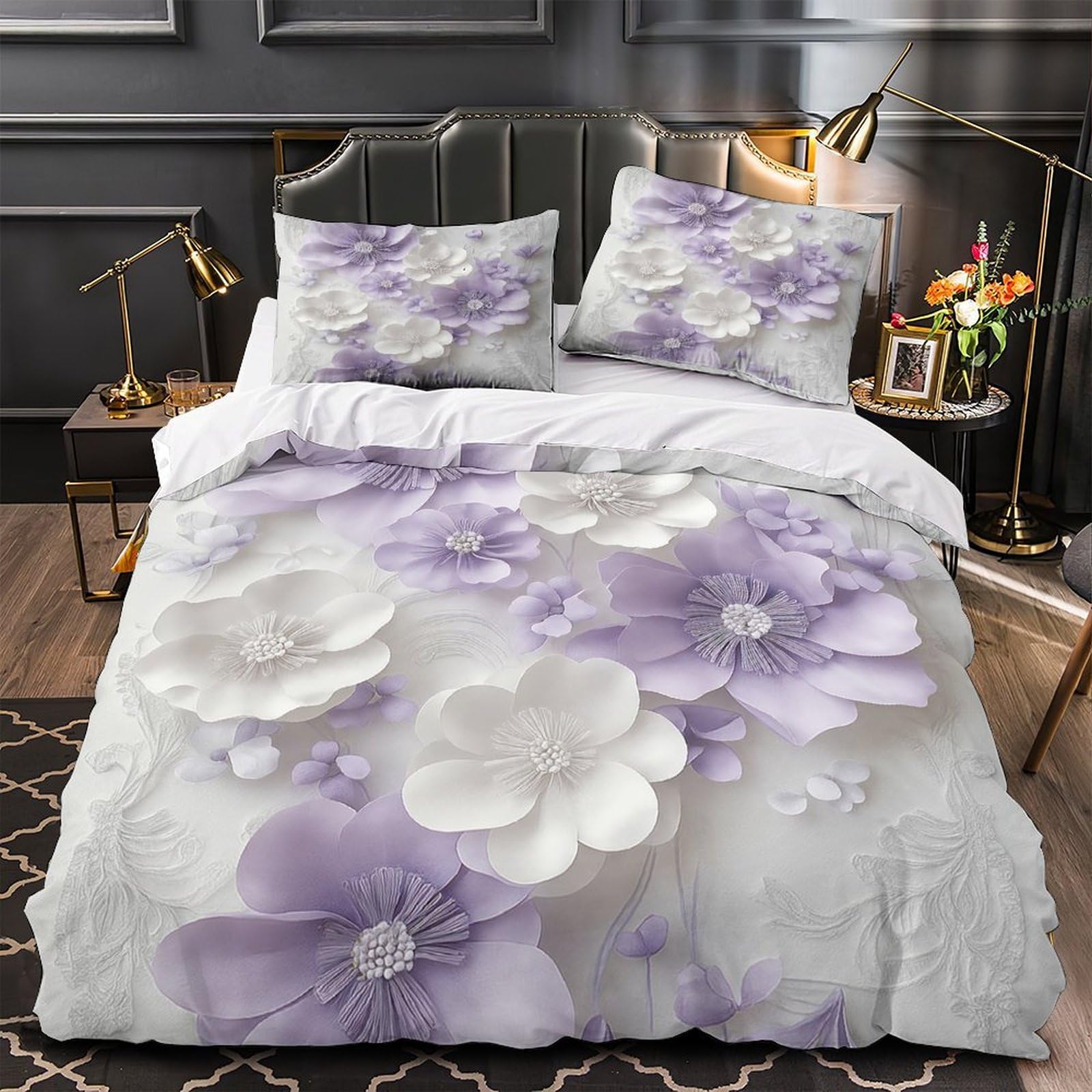Housse de couette violette 140x200 en microfibre pour lit simple