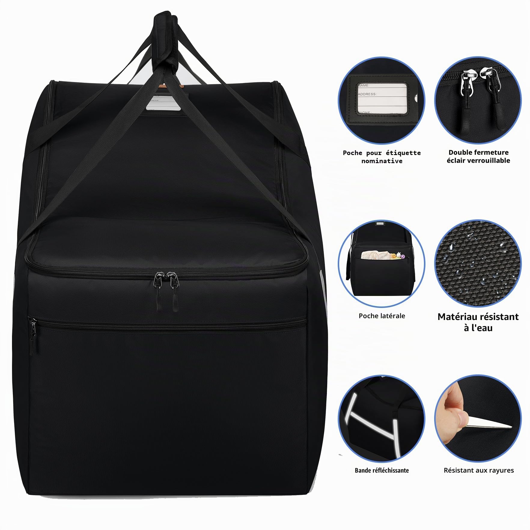 Sac de voyage pour siège auto bébé pour avion, compatible avec tous les sièges auto et bases Nuna Pipa, Chicco KeyFit 30 et base, sacs de siège auto rembourrés pour voyage en avion, sac
