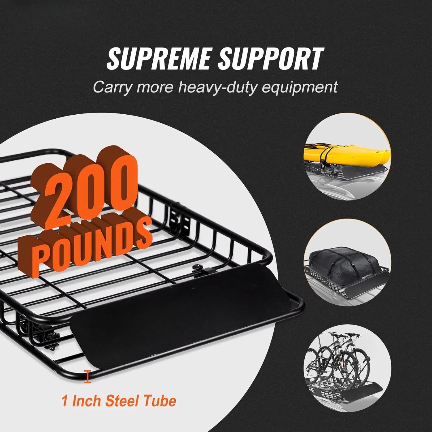 Roof Rack Cargo Basket, 64"" x 39"" x 6"" Rooftop Cargo Carrier with Extension, Heavy-Duty 200 LBS Capacity Universal Roof Rack Basket, Luggage Holder for SUV, Truck, Vehicle