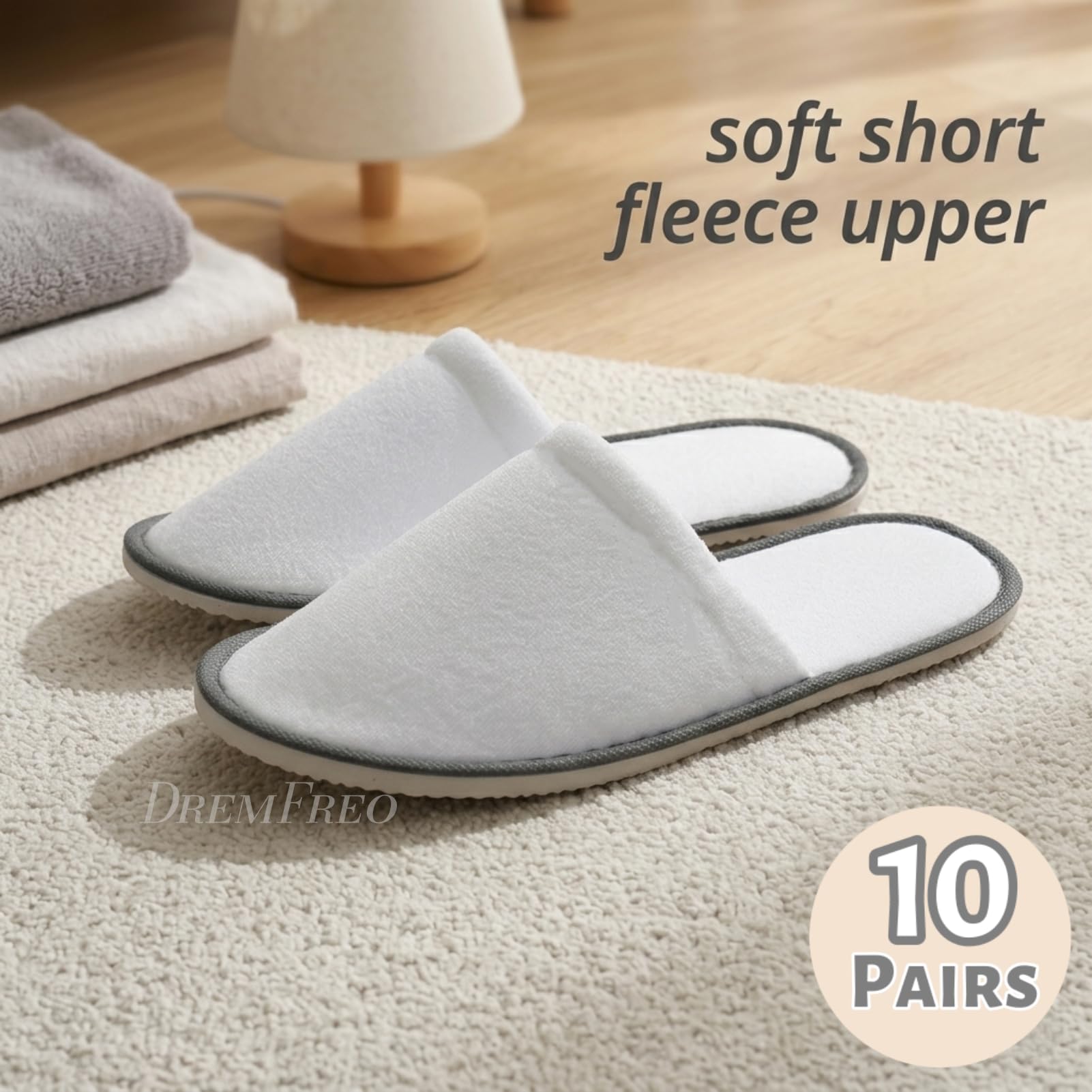 Pantuflas Invitados Zapatillas Desechables Blanco Borde Marrón/Gris Talla Única 38–44 Ideal Hogar Hotel Spa Viajes y Avión Pack 5/10 Pares Zapatillas Estar Casa