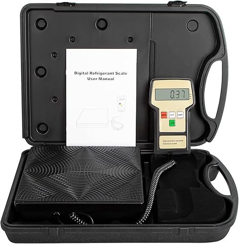 Aprvtio ACS-100S - Báscula electrónica de refrigerante con carga de herramientas HVAC, escala de freón de 198 libras198.4 lbs, superficie de escala
