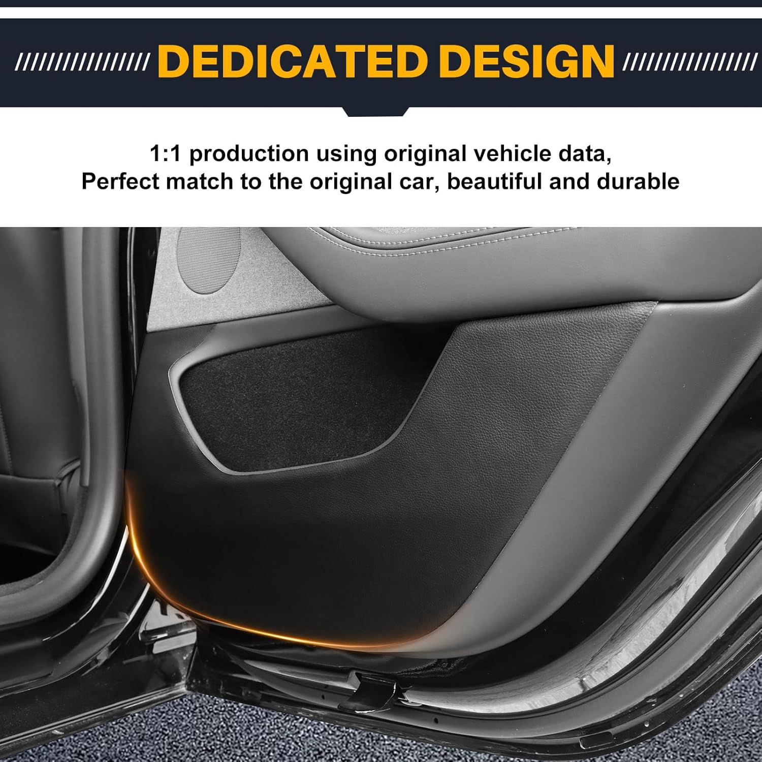 Car Door Anti-Kick Mat for Tesla Model 3 2024 Door Protector Mat Anti-Dirty Anti-Collision Stickers Interior Accessories Black (Litchi Pattern, Semi-Wrap)