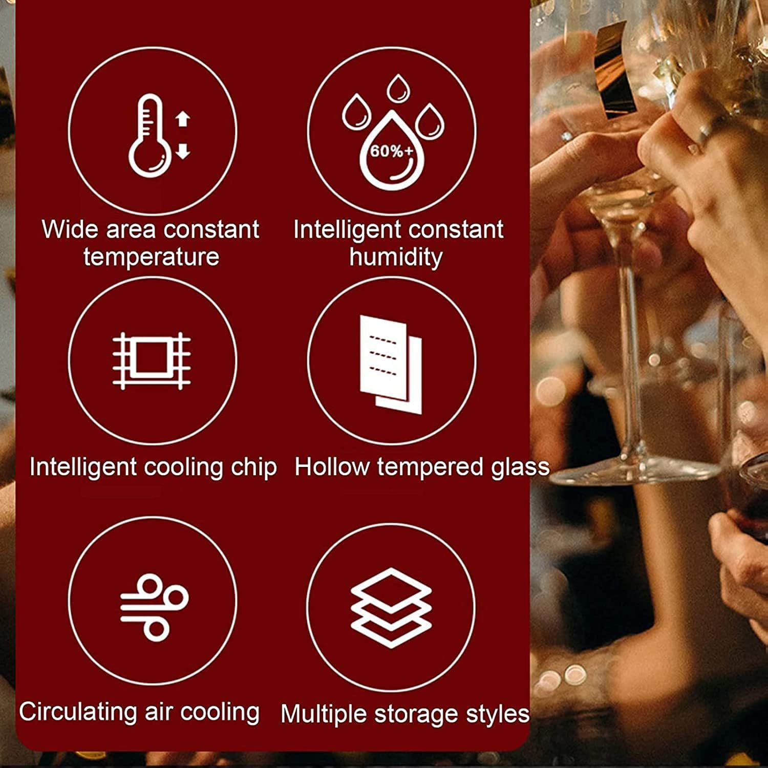 12 Bottles Wine Cooler, Freestanding Compact Mini Wine Fridge, Constant Temperature ElectronicWine Cabinet 11-18°C, for Champagne Or g Wine Bar Cabinet