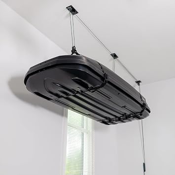 Teal Triangle Cargo Box Hoist, Garage Pulley Lift System, Holds 150 lb