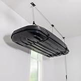 Teal Triangle Ceiling Storage Hoist for Cargo Box - Heavy Duty Garage Storage Lift - Garage Pulley Lift System Holds 150 lbs and Fits 8-10 ft Tall Garage Ceilings