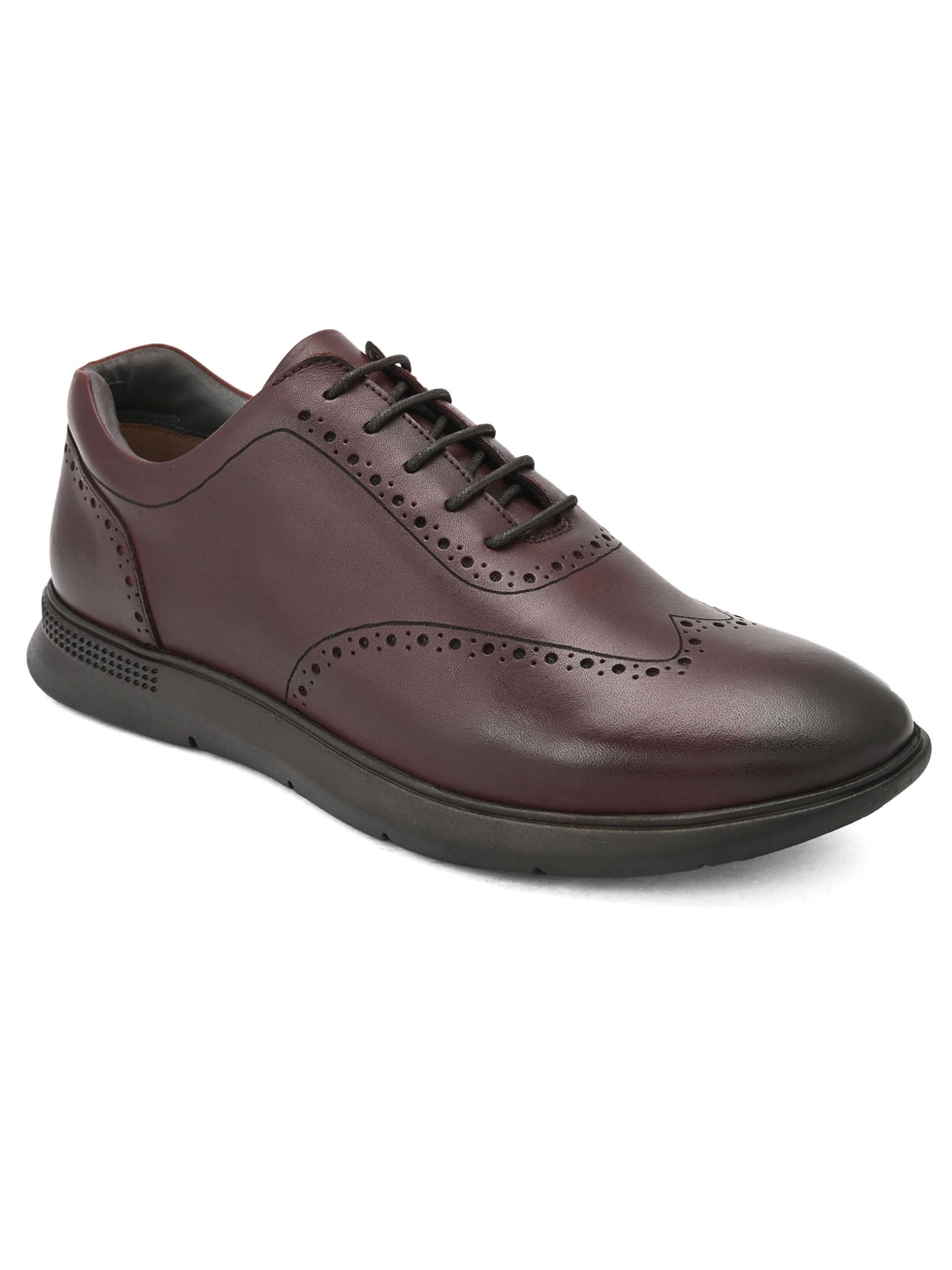 Mens Formal Shoes Textured Lace Up Brogues/Soft Cushioned Footbed with TPR Sole/Stylish, Comfortable, Trendy, Party, Outdoor Shoes for Office & College-image-2