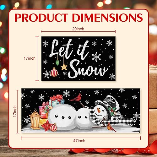 Miniatura 2 de KORVITA let it Snow - Juego de 2 tapetes de cocina de invierno y Navidad, antideslizantes, decoración de muñeco de nieve del año (17 x 29 + 17 x 47