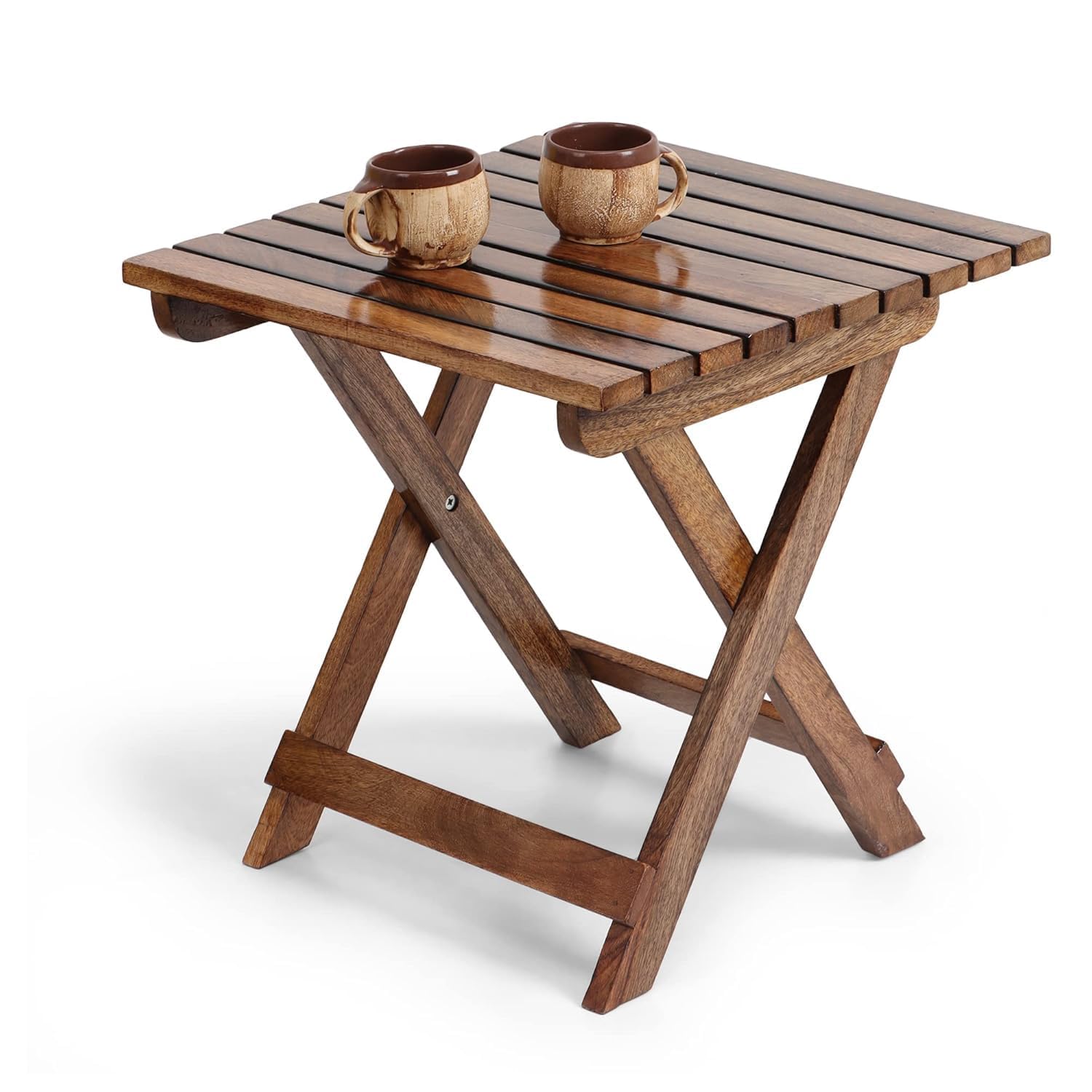 LUCICOSI Handmade Wooden Outdoor Adirondack Natural Brown Foldable Coffee Table, Patio End Table for Poolside Garden, Living Room, Bedroom, Small Spaces (Square) 13 Inch-image-29