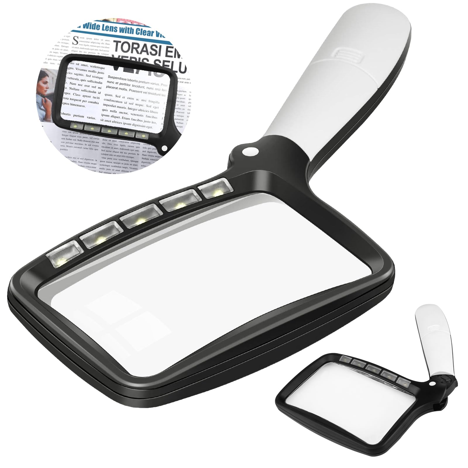 Sponsored Ad – Folding Handheld Magnifying Glass with Light, 3X Large Rectangle Reading Magnifier with Dimmable LED for Low Vision Seniors, Lightweight LED Magnifier for Reading Books, Newspaper, Small Print