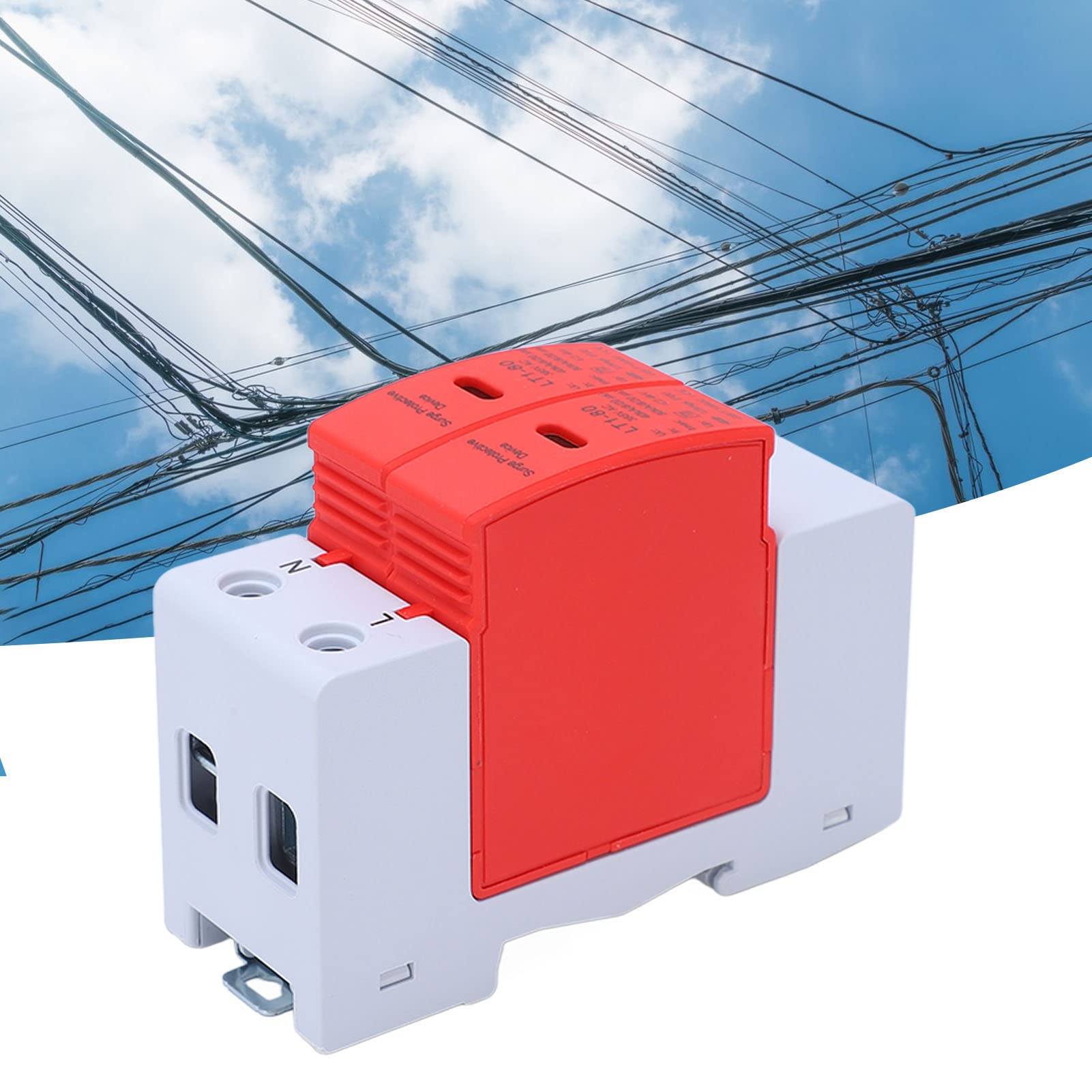 Buachois Dispositivo Scaricatore 2P,AC 385V Binario Guida 40‑80Ka Protezione Scaricatore di Tensione Modulo di Protezione Elettronico Per Fotovoltaico Solare, Alimentatore