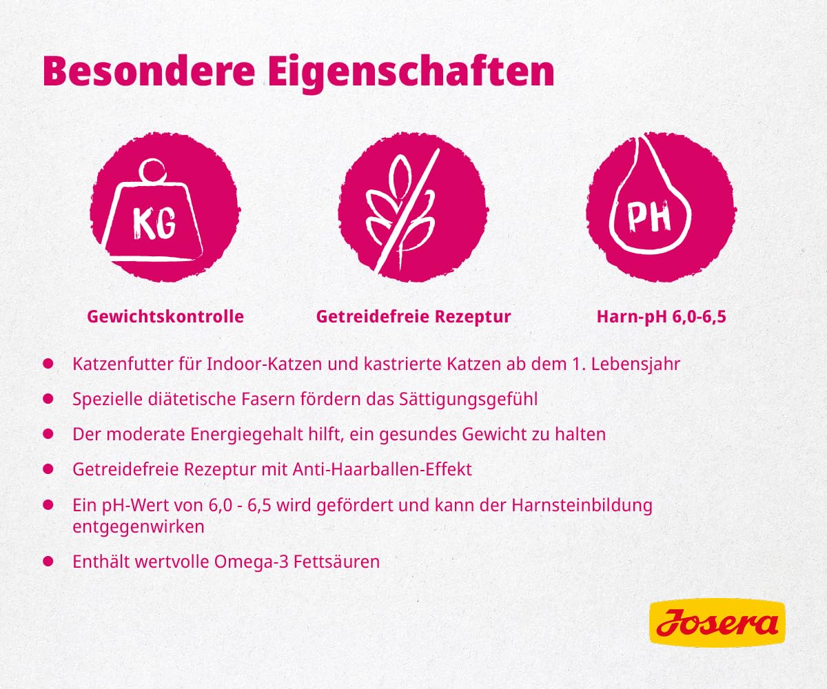JOSERA Indoor Cat (1 x 10 kg) | Adult | Premium Trockenfutter für ausgewachsene sterilisierte Katzen | getreidefreie Rezeptur | moderater Fettgehalt zur Gewichtkontrolle| mit Geflügel | 1er Pack