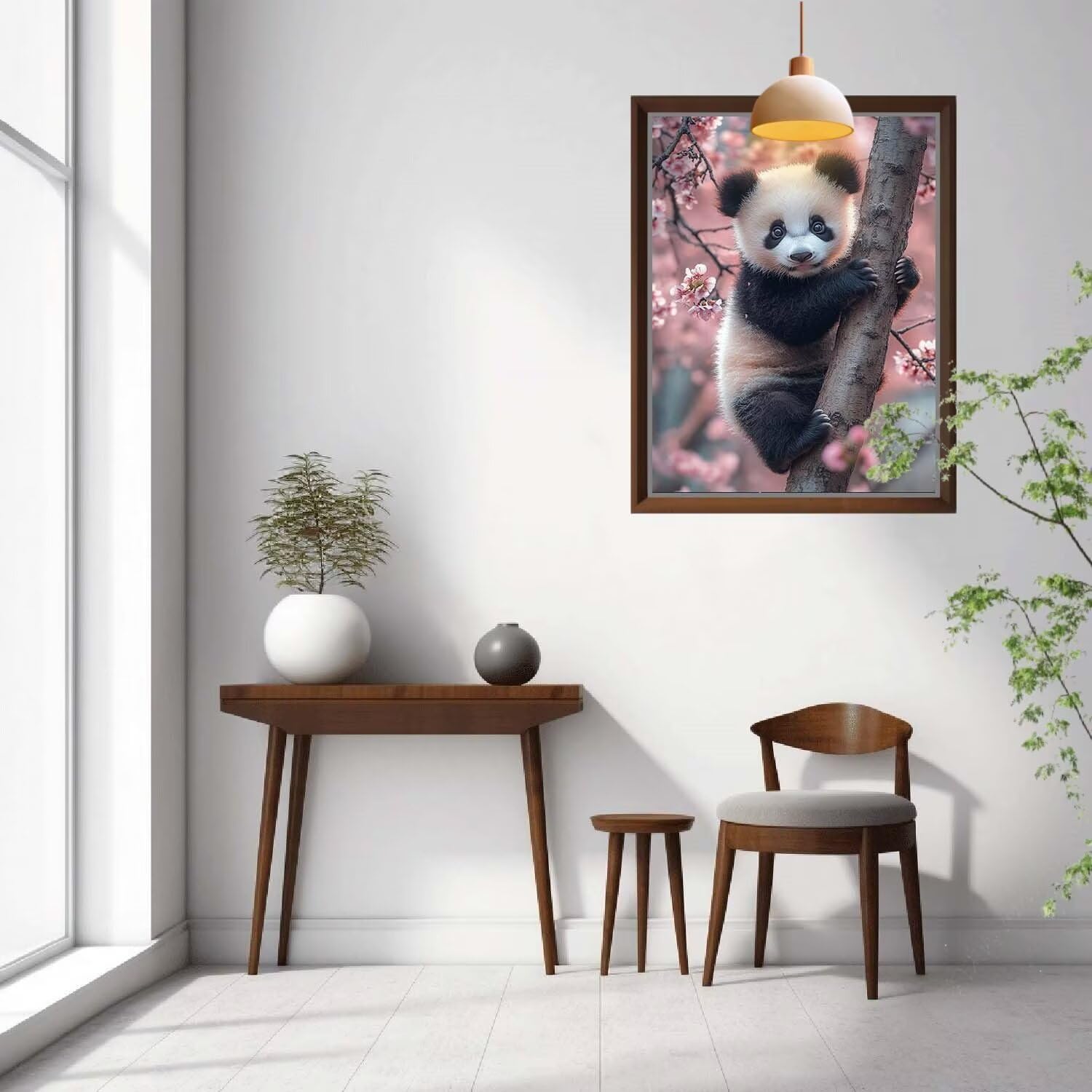5D Diamond Painting Kit pour Adulte,DIY Panda roux,Fleur de cerisier Peinture Diamant Kit,Cristal Art Peinture Broderie Diamant (90x120cm),Diamant Point de Croix pour Décoration Intérieur 57F-4108