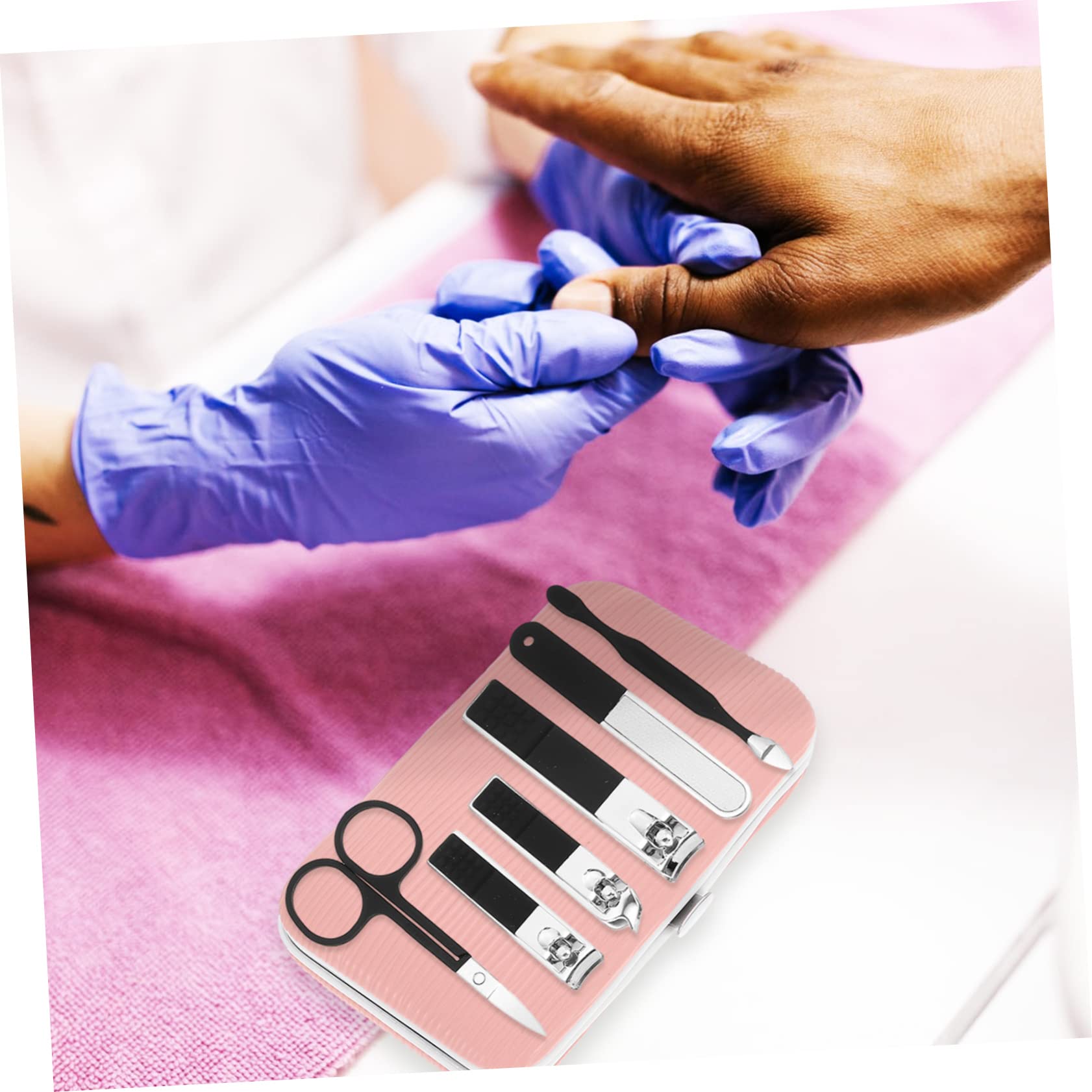 Juego de Manicura y Pedicura de Viaje Portátil 1 Set Negro | Acero Inoxidable y Acero al Carbono, Estuche Pu Incluido, Uso en Casa y Camping