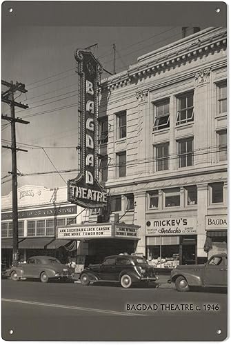 Seattle, WA, Bagdad Theatre in Ballard Birch Wood Wall Sign (6x9 Rustic Home Decor, Ready to Hang Art)
