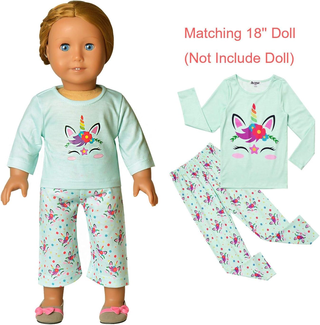 Matching Dolls & Girls Pajamas Unicorn Pjs Set Kids Cotton Sleepwear Pyjama… - Image 4
