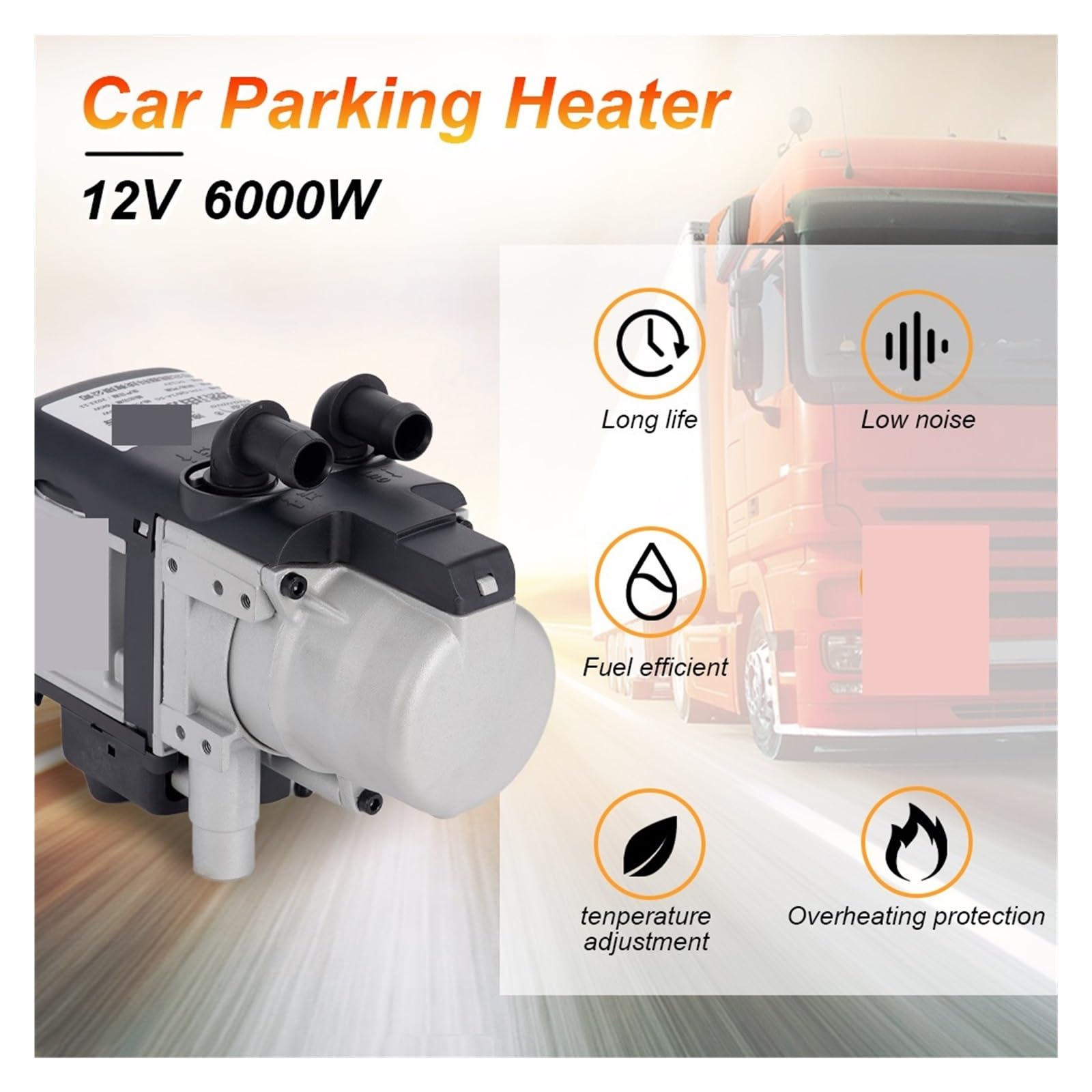 12V 6KW Podgrzewacz Paliwa Diesel Płynny Benzyny Przełącznik LCD Tłumik + Pompa Wody Urządzenie Ogrzewania Postojowego Do Ciężarówek Van Samochodów Łatwy w instalacji(One-way remote)