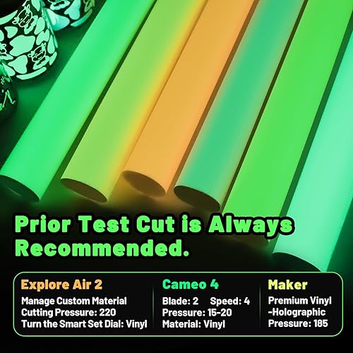 Miniatura 5 de TECKWRAP Vinilo adhesivo mate que brilla en la oscuridad para cortador de manualidades, trazador de letreros de 1 pie x 5 pies, amarillo