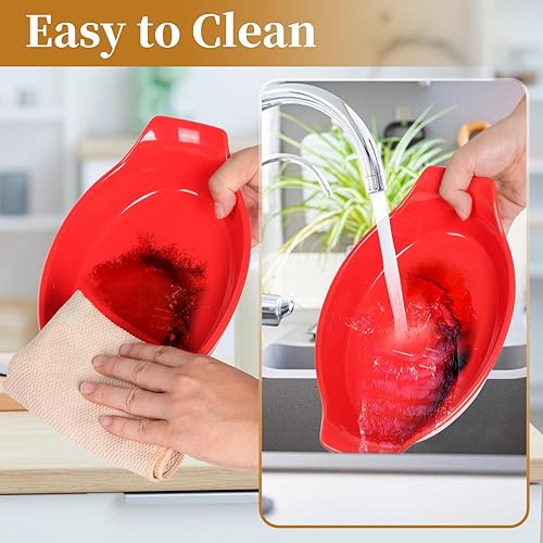 Miniatura 5 de FREEJY Plato para hornear de dos asas para cocinar y para regalos en el día de San Valentín, Navidad y Año Nuevo (rojo)