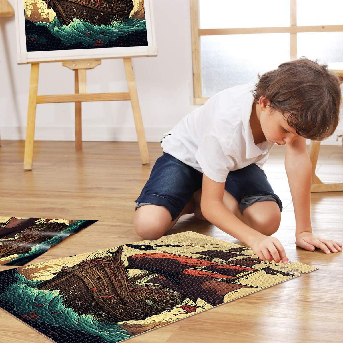 Puzzle 2000 pezzi per adolescenti nave pirata Giocattoli educativi per l'apprendimento Giochi per famiglie regali per amici e familiari 70x100cm