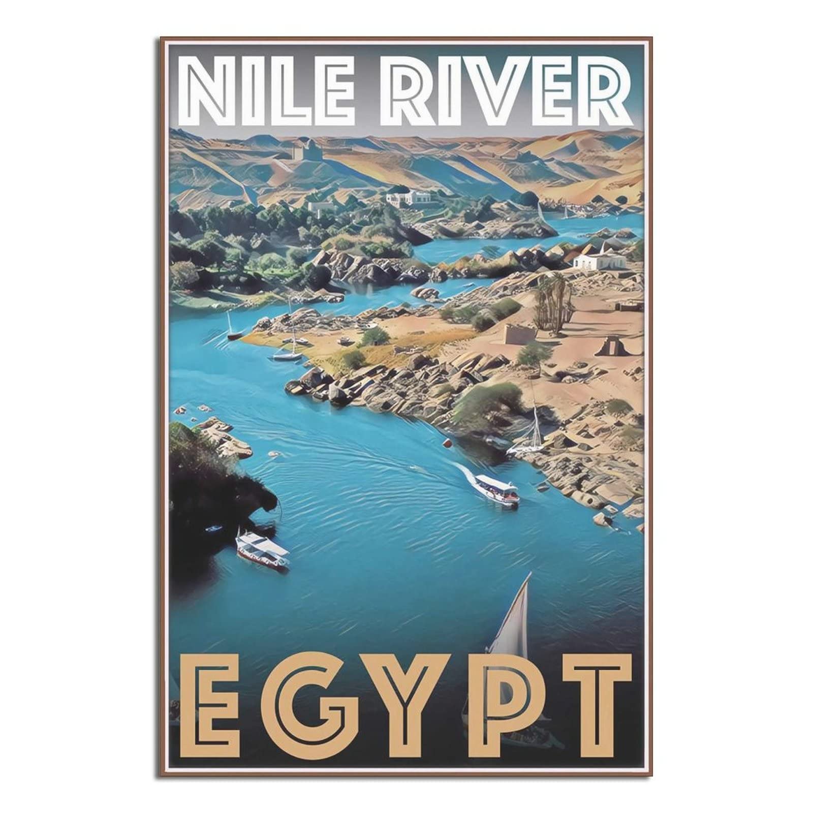 Metal Tin Sign Nile River Egypt Metal Sign Travel Vintage Art Wall Decoration Sign Home Kitchen Bar Patio Cave Funny Decoration 30x40cm