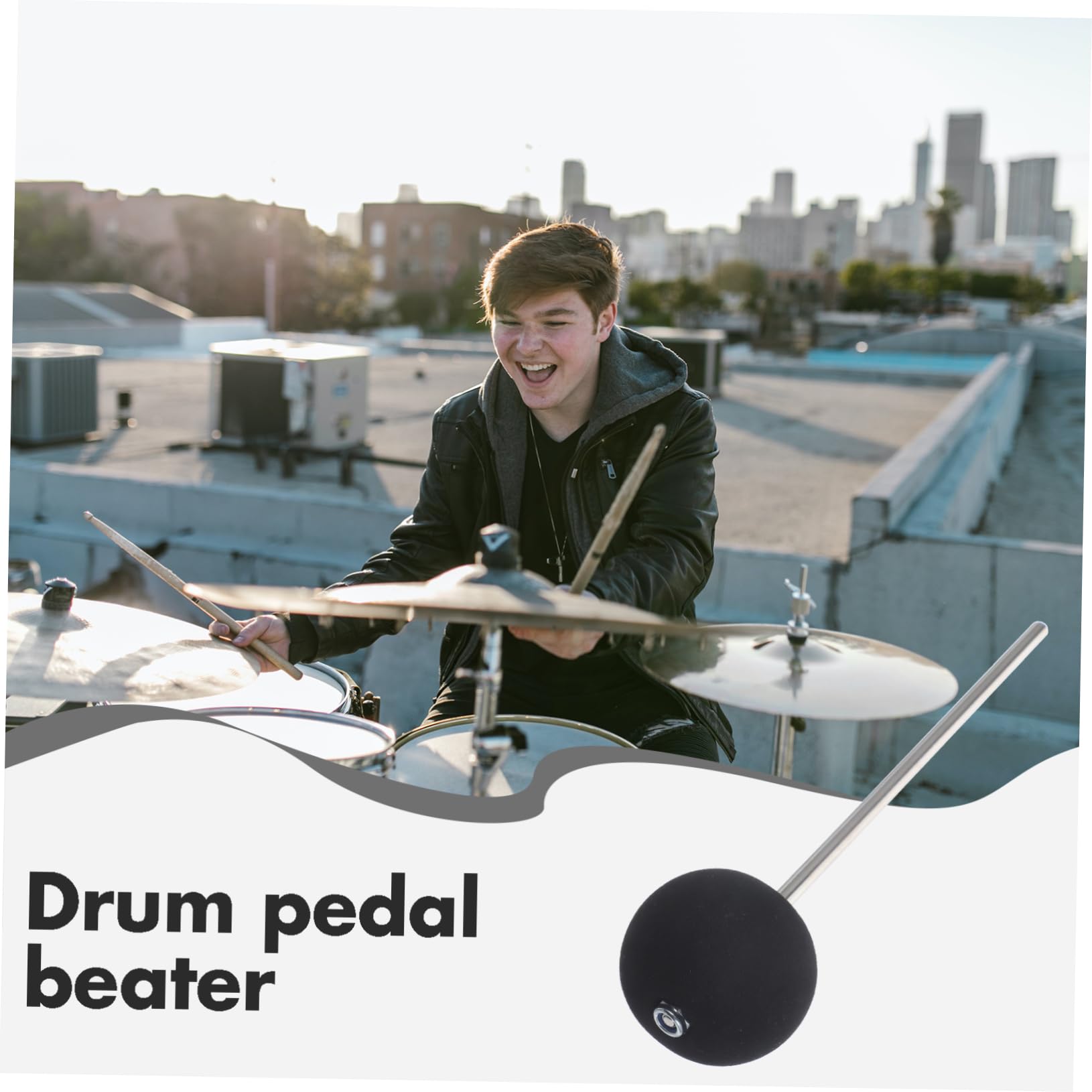 ULDIGI Sturdy Stainless Steel Cajon Foot Pedal Beater for Kick Drum Eva Head Ergonomic Design Black Round Tip Replacement Drum Accessory