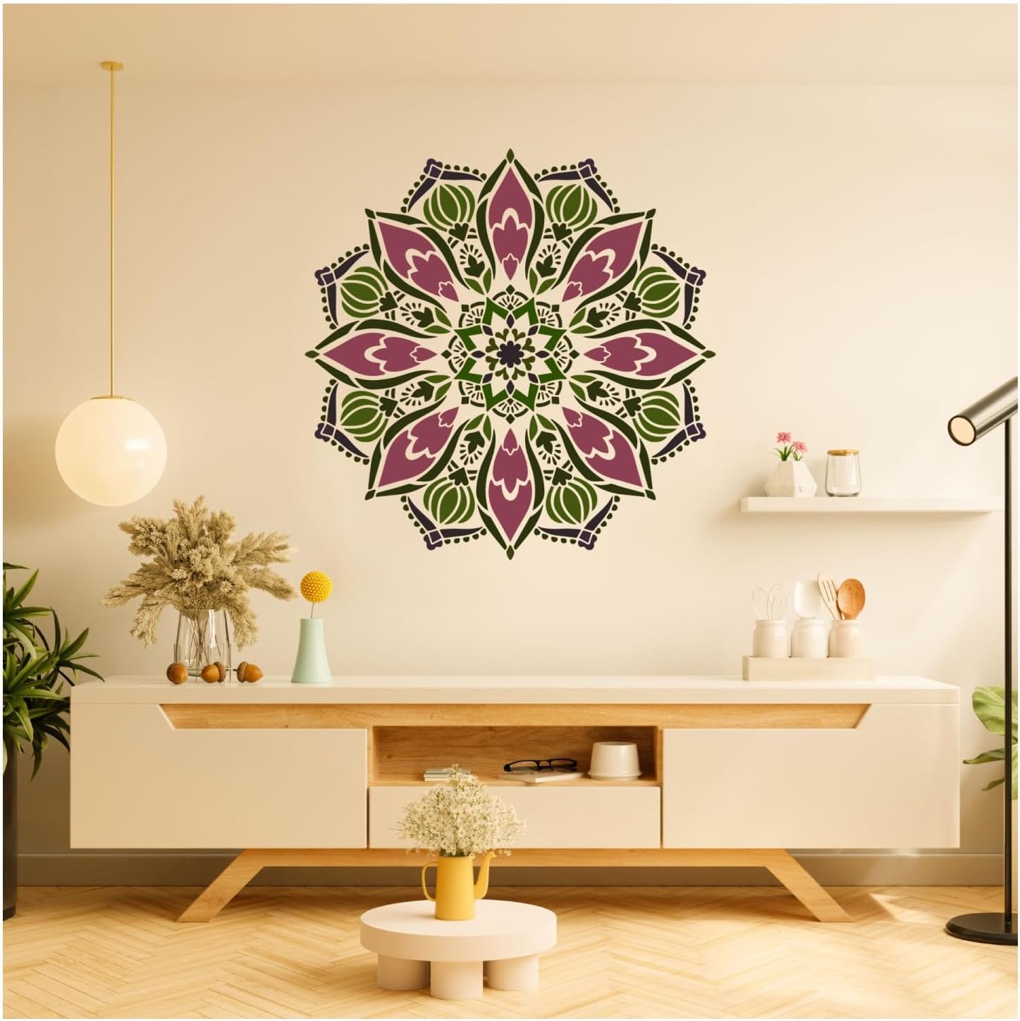 Kayra Decor Mandala Stencils for Wall Painting - Latest Devotion Pack of 1, Sheet Size 16 x 16 inch/Design Size 14 x 14 inch.