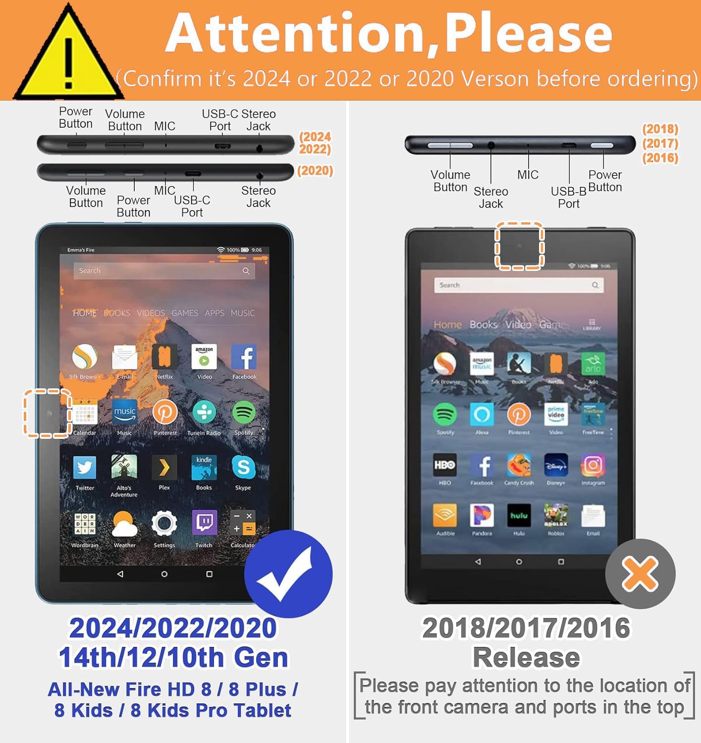 Sunflowers Butterfly Case for All-New Kindle Fire HD 8 and Fire HD 8 Plus Tablet (2024/2022/2020 Released 14th/12th/10th Gen), PU Leather Folding Stand Slim Case with Auto Sleep/Wake