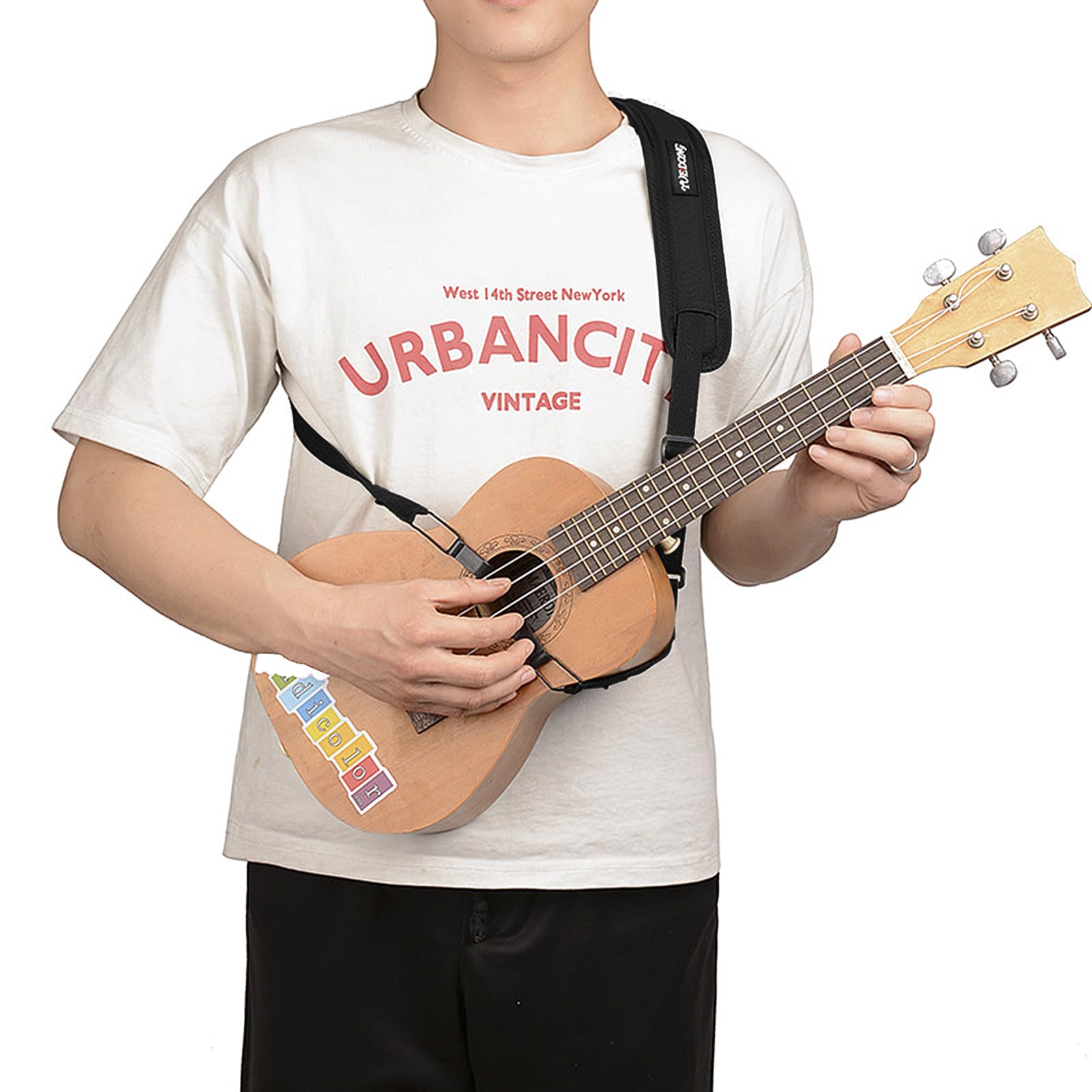 JIAHG Ukulele Strap No Drill Adjustable Canvas Shoulder Belt with Hook Instrument Accessories Unisex Adult Small Guitar Hanging Strap - Image 2