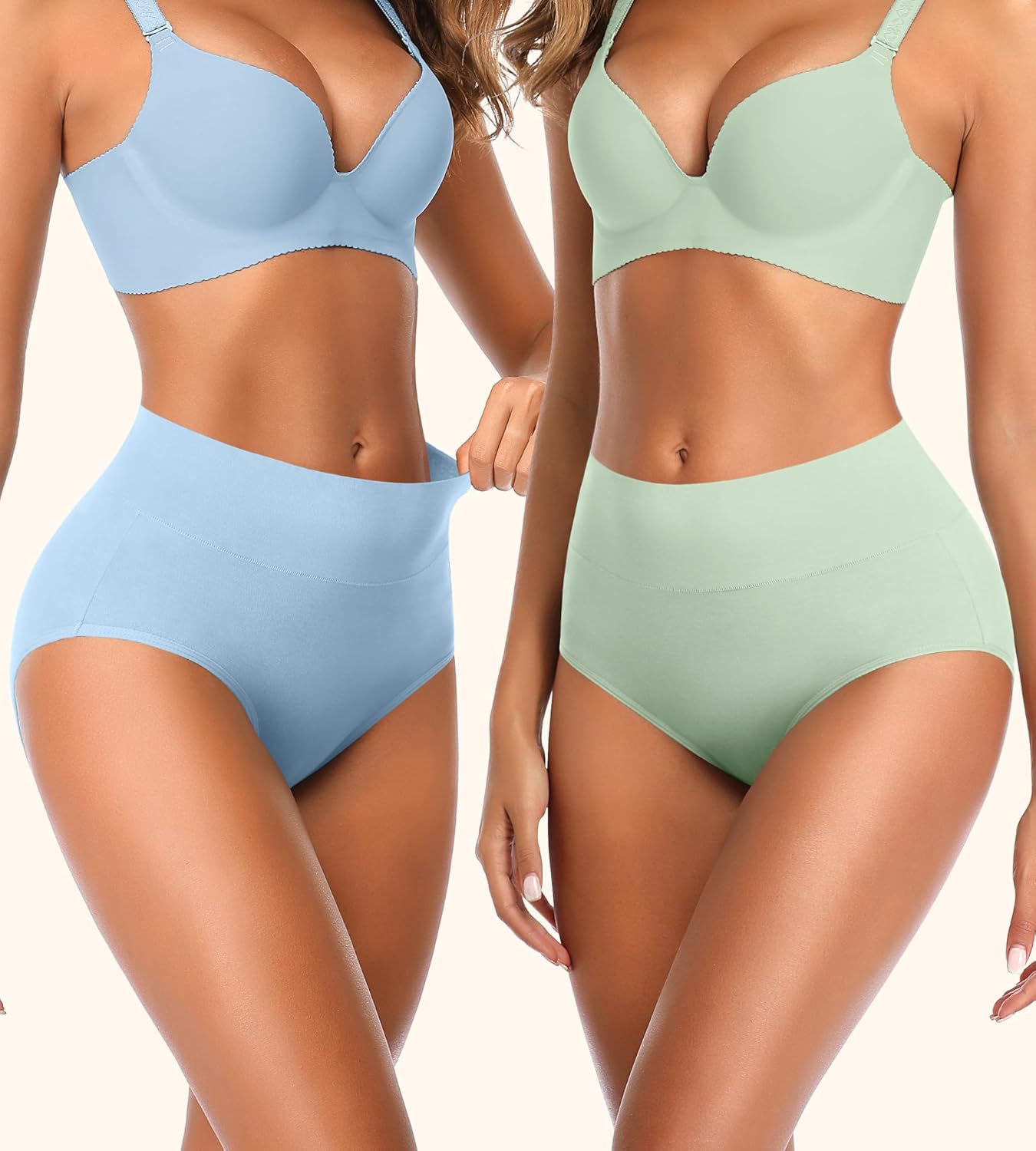 Womens Mid High Waisted Cotton Underwear Breathable Briefs Panties 5 Pack - Image 2