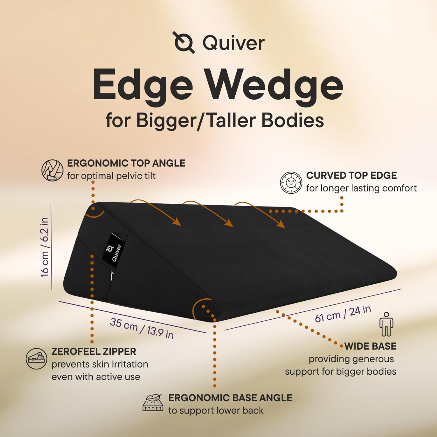 Quiver Edge Wedge Premium Intimacy Pillow for All Couples - Canada's Inclusive Intimacy Cushion - Sensual Positioning Wedge for Enhanced Comfort (Color: Midnight - Supersoft Velvet)