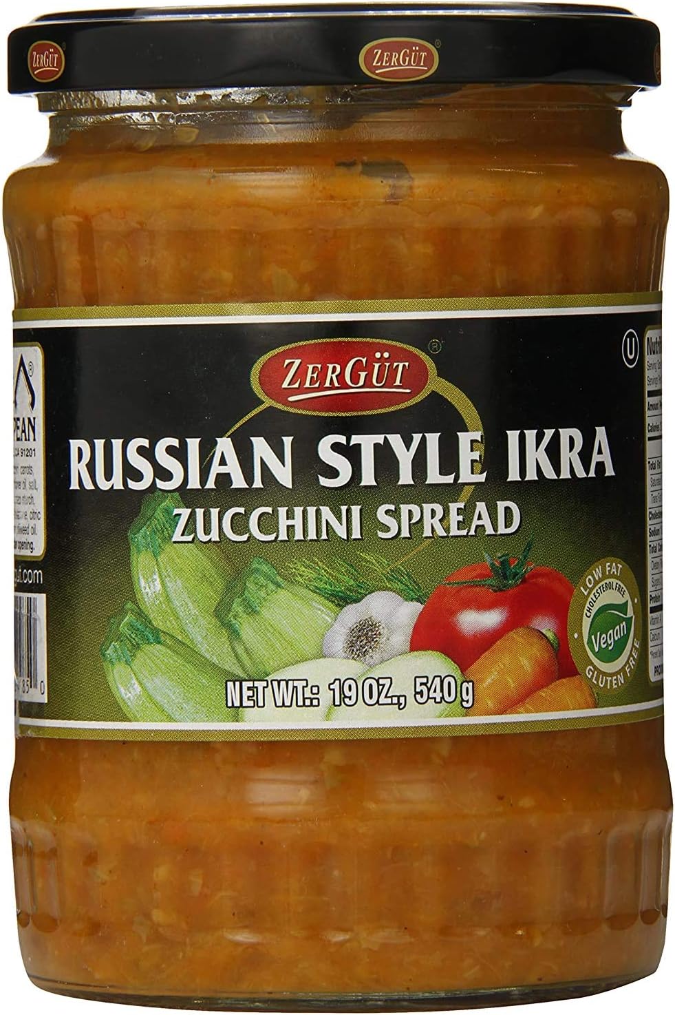 ZerGut Russian Style Zucchini Spread Ikra Kosher 1 Single Glass Jars 19oz/540g each