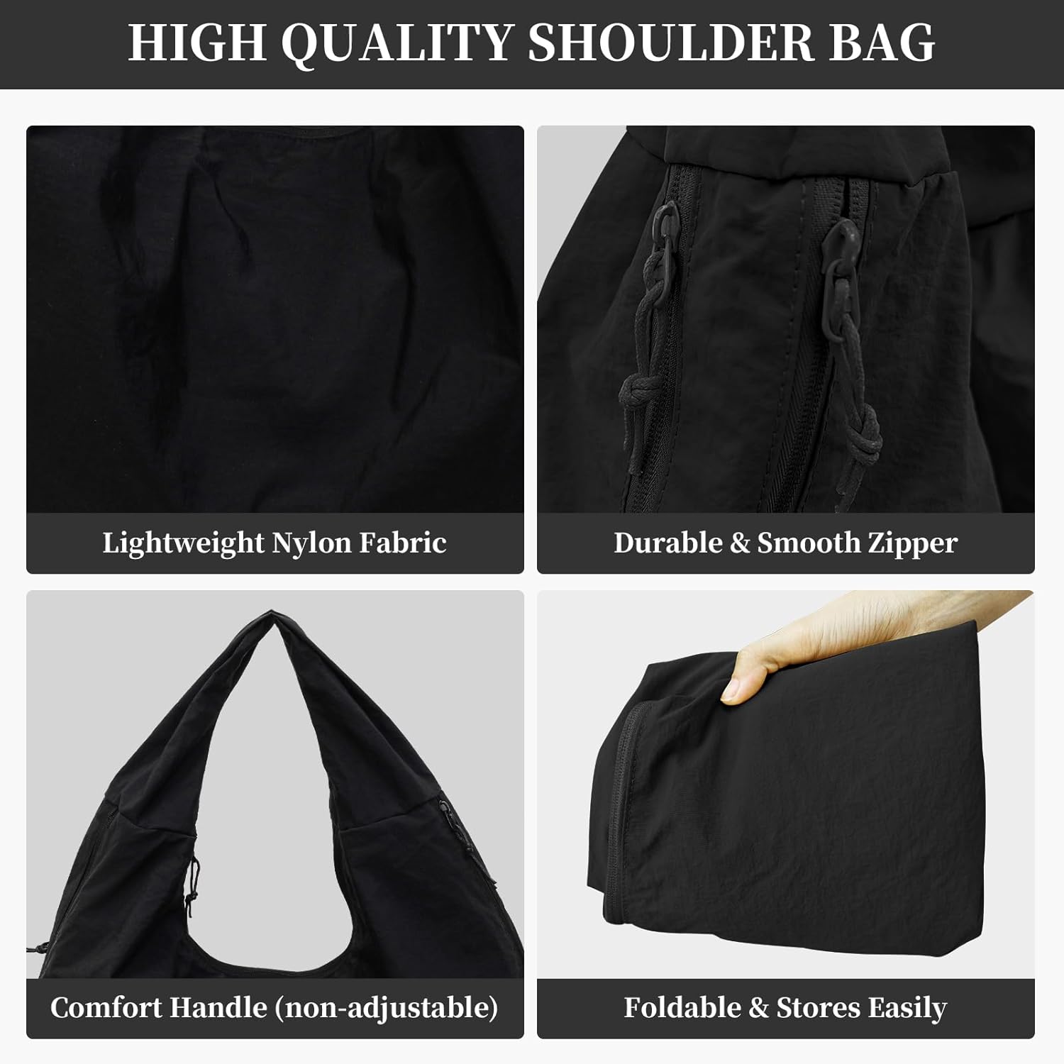 Slouchy Nylon Hobo Bag for Women Large Tote Underarm Shoulder Bag Travel Beach Gym Weekend Vacation - Image 4