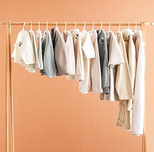 Miniatura 6 de JSF - Perchas de armario para cuarto de bebé, 20 unidades, perchas de plástico blanco para niños, perchas ajustables de 11 a 14 pulgadas para recién