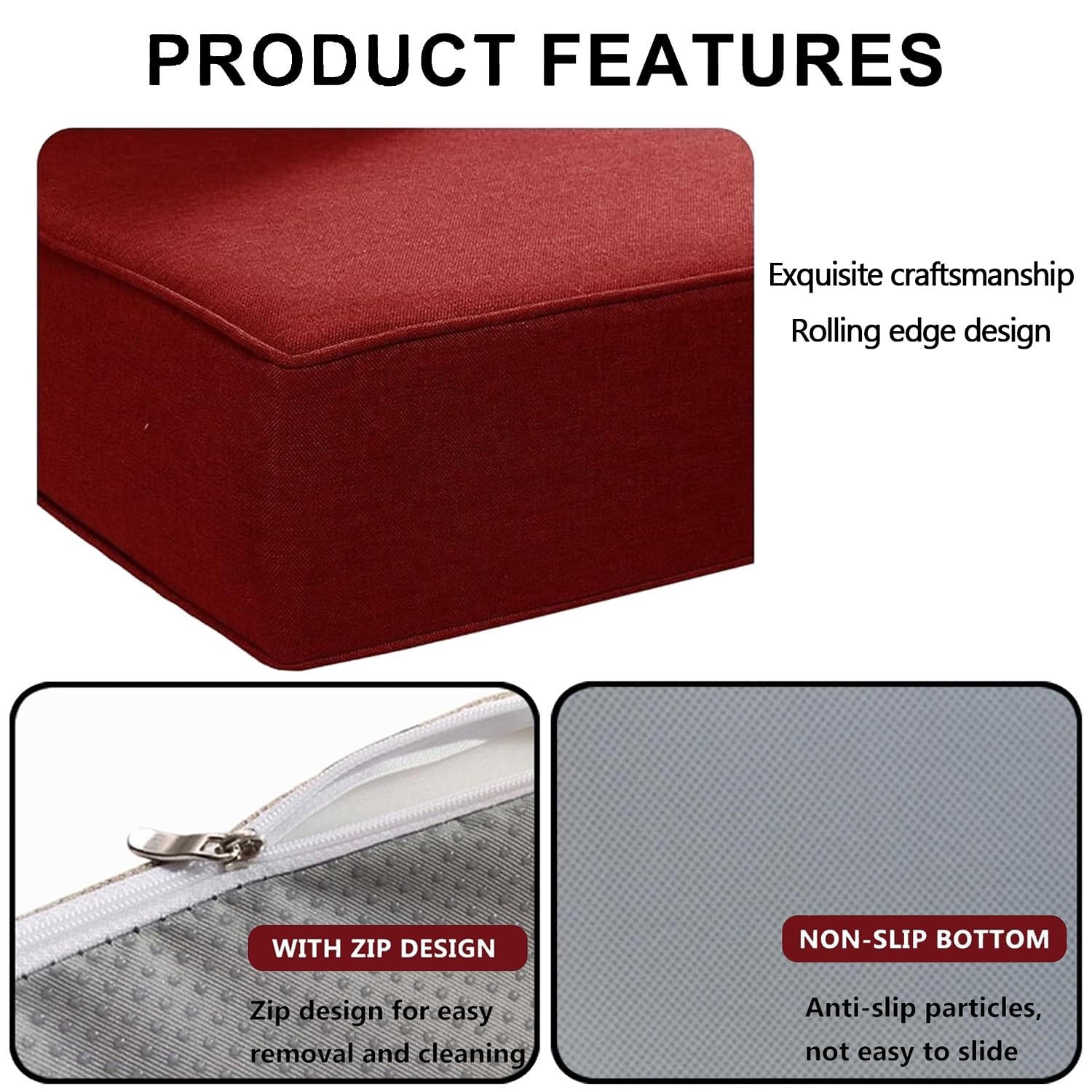 Fodera impermeabile antiscivolo per panca con bordo, 1 pezzo, per esterni/interni, patio, 124,5 x 61 x 10,2 cm, ideale per cuscini da seduta, lacci inclusi