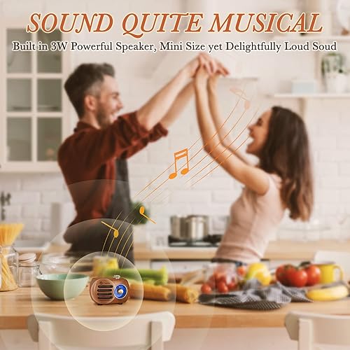 Miniatura 9 de PRUNUS R-818 Retro FM Radio portátil de madera antigua vintage con Bluetooth, funciona con batería recargable, mejora de graves fuerte, altavoz