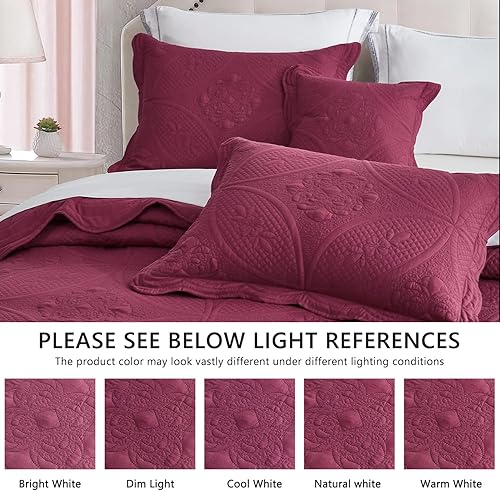 Miniatura 6 de Colcha de gran tamaño, funda de cama tamaño King, juego de colcha moderno y contemporáneo, costuras reales, reversible, ligero, 5 piezas, color