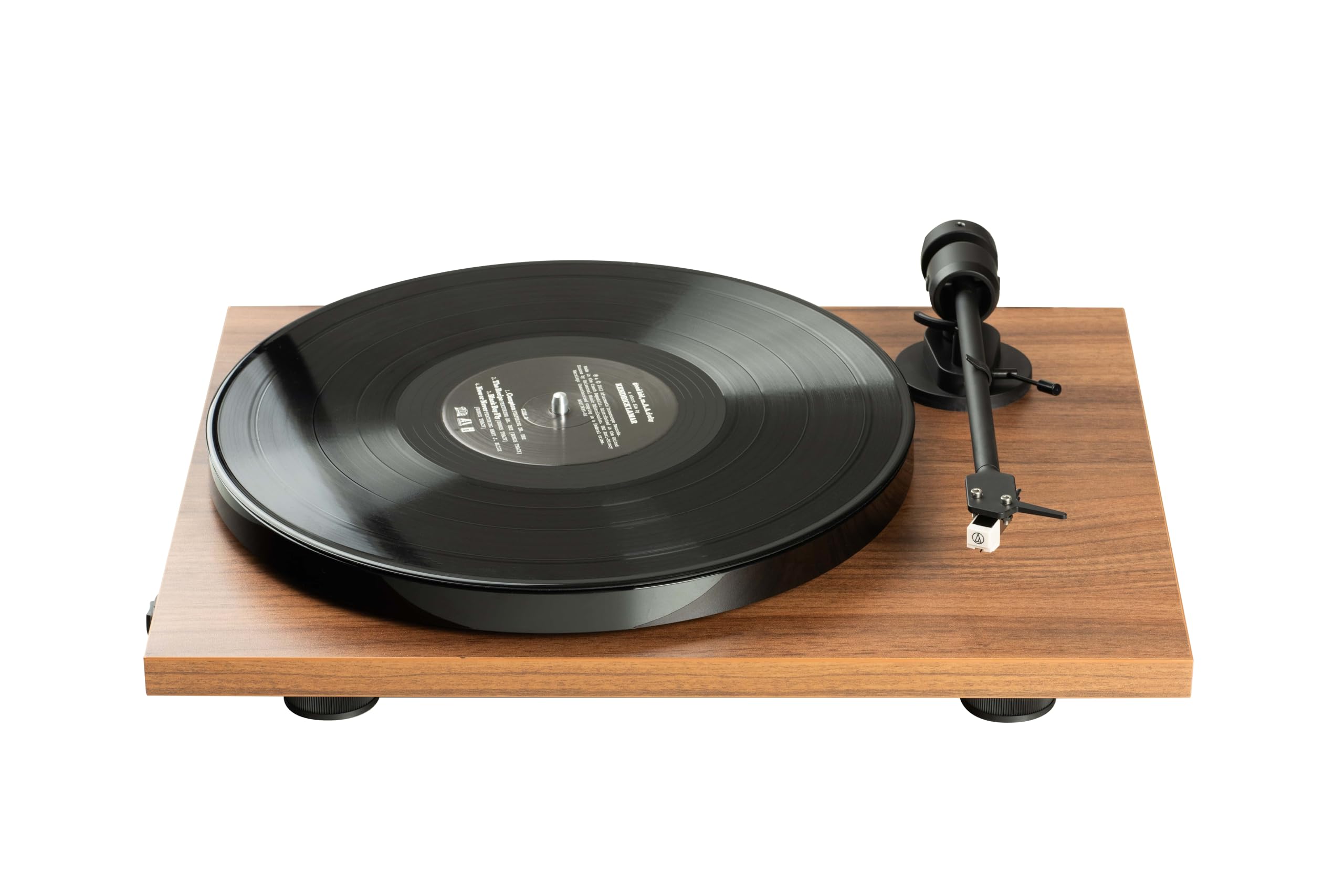 Pro-Ject E1 Phono, Wzmacniacz płyty podstawowej Plug & Play z eliptyczną końcówką, przełączanym przedwzmacniaczem Phono i elektroniczną zmianą prędkości (AT3600L, orzech)