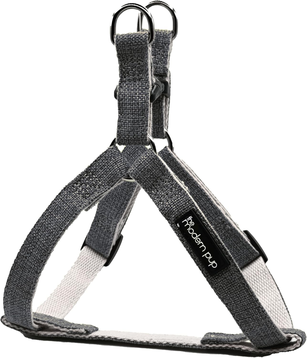 Hemp Cotton Step in Dog Harness, Sustainable, Lightweight and Escape-Proof, No-Pull, Quick Fit Dog Harness for Puppy Small Medium, Large, and Extra Large Dogs, Grey (XL)