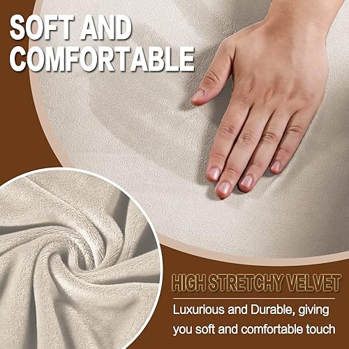 Miniatura 4 de Funda de terciopelo elástico para silla con platillo, funda extraíble de terciopelo redondo para silla de luna, suave y antideslizante, alta