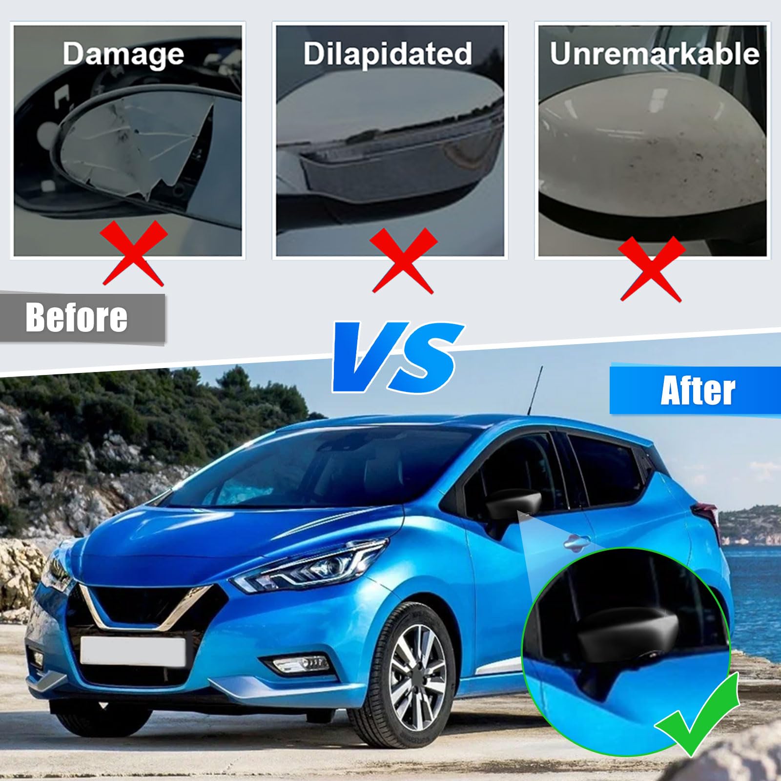 TTCR-II 2 PCS Carcasa Retrovisor Compatible Con Renault Clio MK4 2012-2016 Tapas De Espejo Para Captur Primera Generación J87 2013-2019/ Zoe 2012-2024 Carcasa Espejo Izquierdo Derecha-Blanco