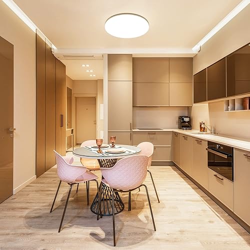 Miniatura 8 de Lepro Lámpara de techo LED de montaje empotrado de 11 pulgadas, 24 W, equivalente a 2400 lm 200 W, impermeable, 3000 K, luz blanca cálida suave y