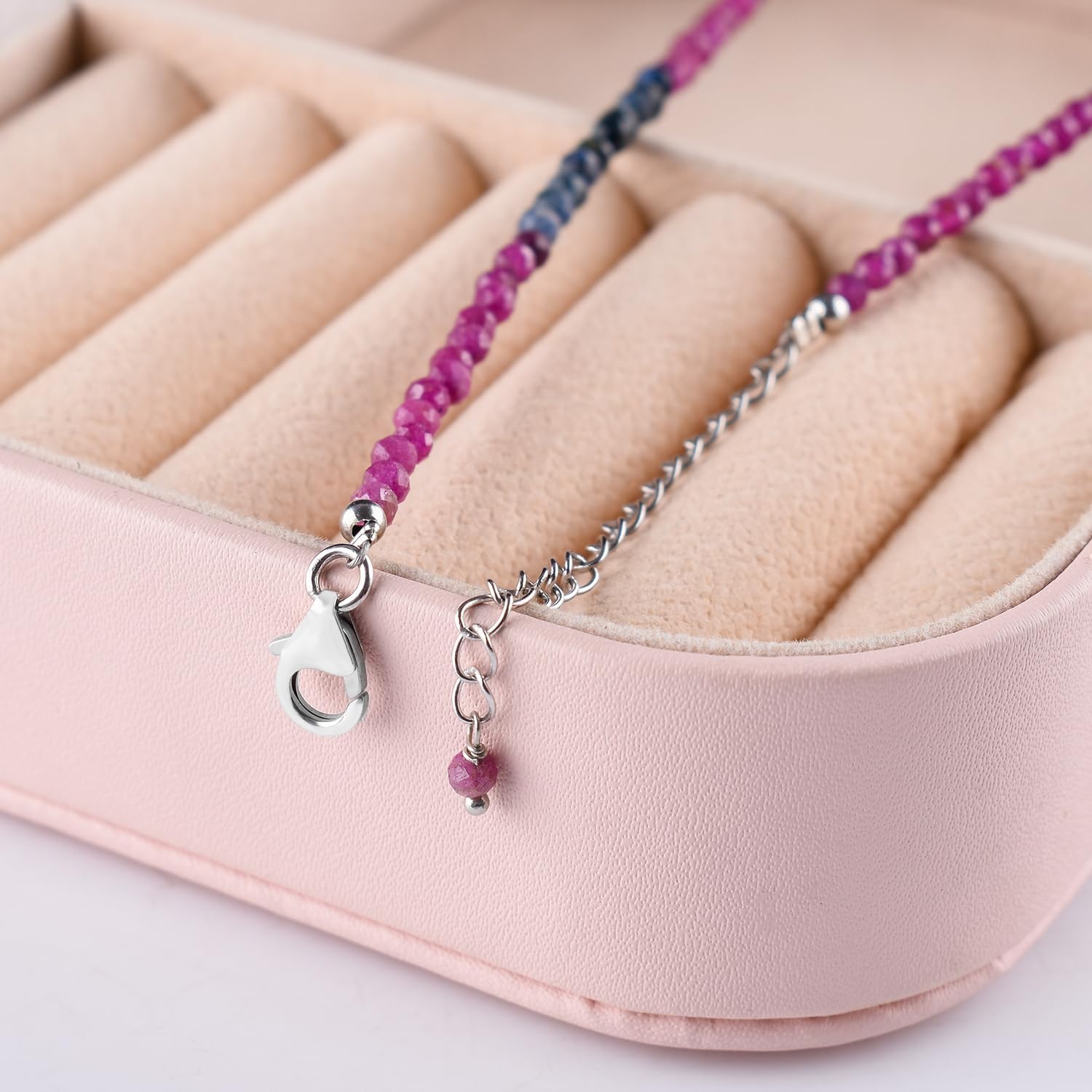 InfinityGemsArt Blue Sapphire Dainty Choker Necklace For Her September Birthstone Jewelry Chakra Healing Energy Crystals 925 Sterling Silver 18 inch Chain Birthday Christmas Day Gifts For Women