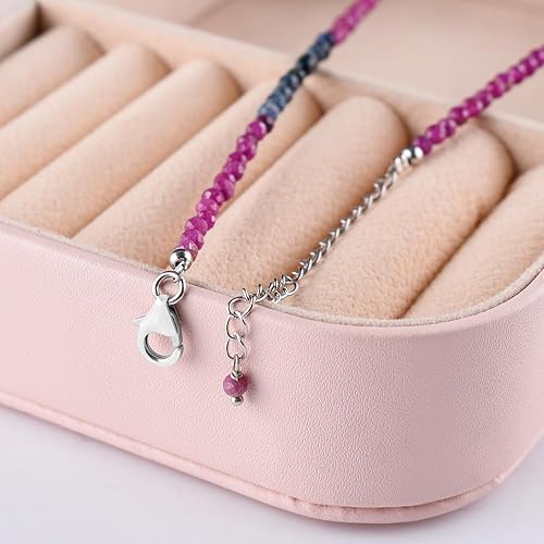 Miniatura 3 de Gargantilla de zafiro multicolor, delicada, hecha a mano, con cuentas y piedras natalicias, regalo para chakras con cristales curativos en cadena de