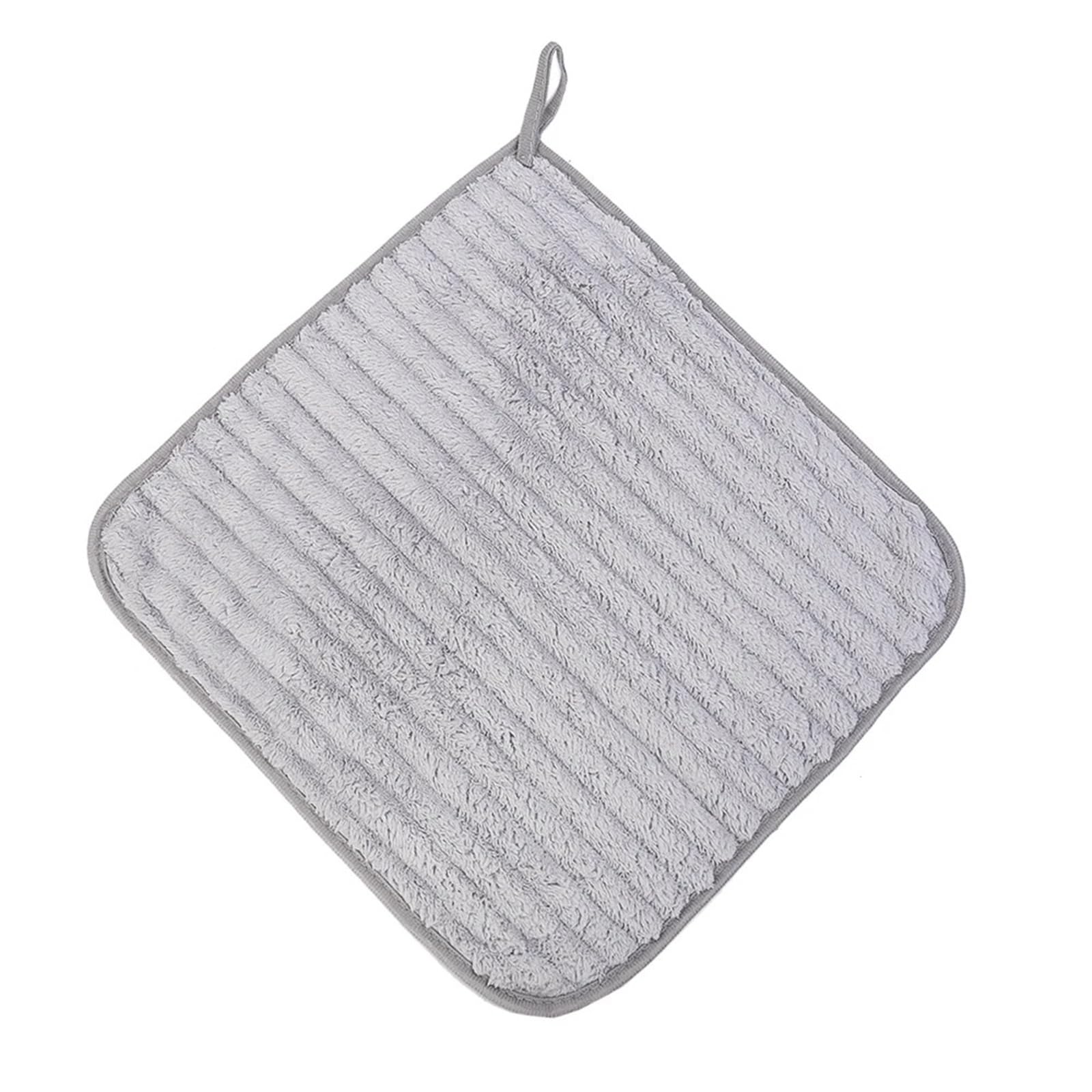 FGUJSUR Hand Towels Coral Fleece Hand-Wiping Towel Thickened Absorbent Hangable Enduring Soft Handkerchief Kitchen Washing Dishes(Light Grey)